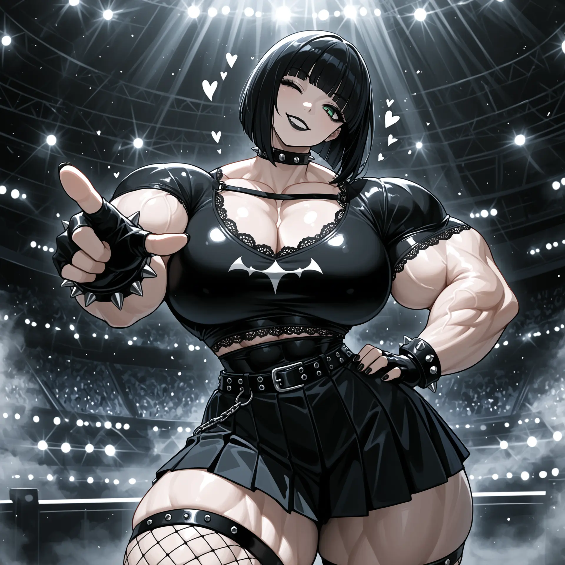 Image: Mel pointing, sending in Rhia with a smile