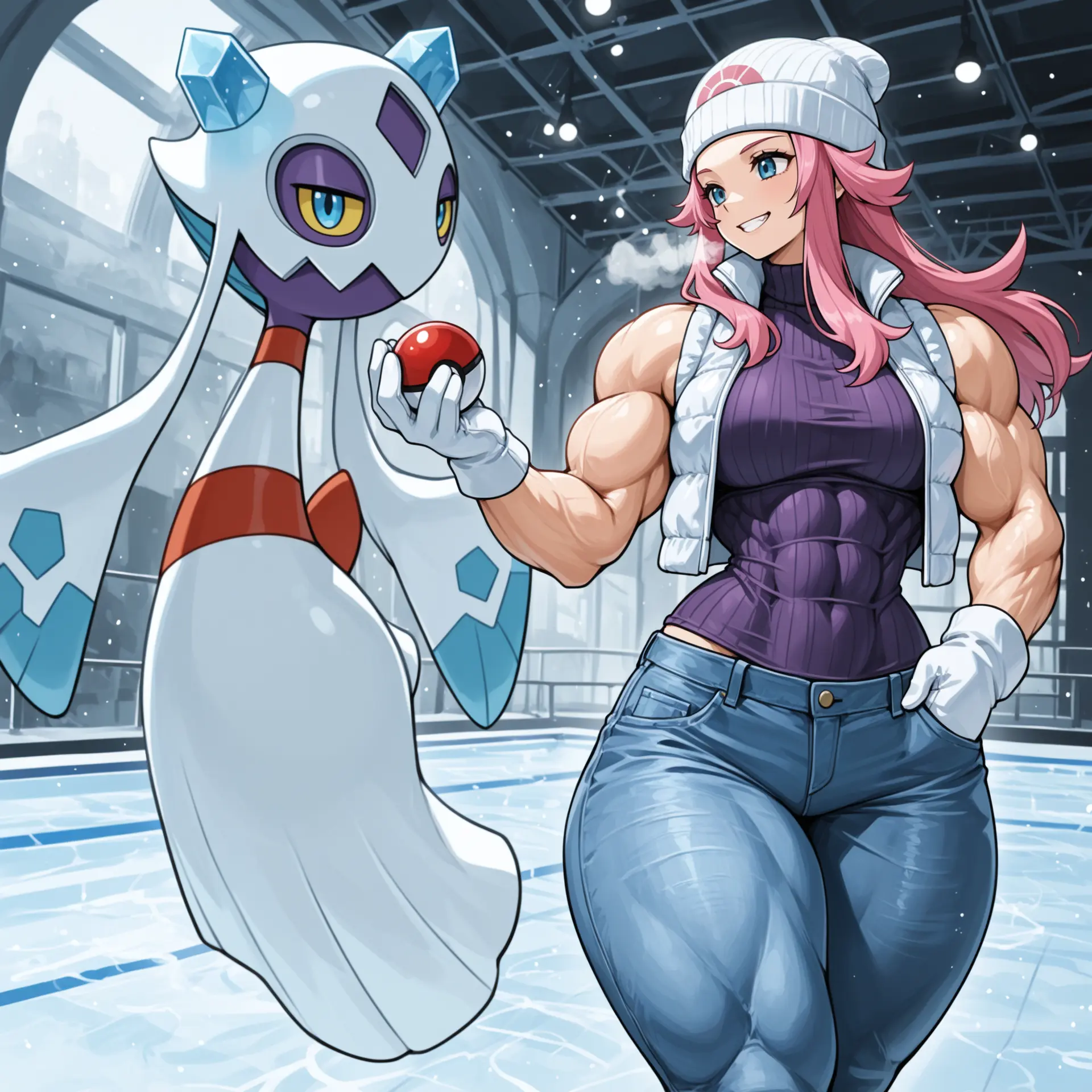 Image: Jade with a smirk looking at her Froslass