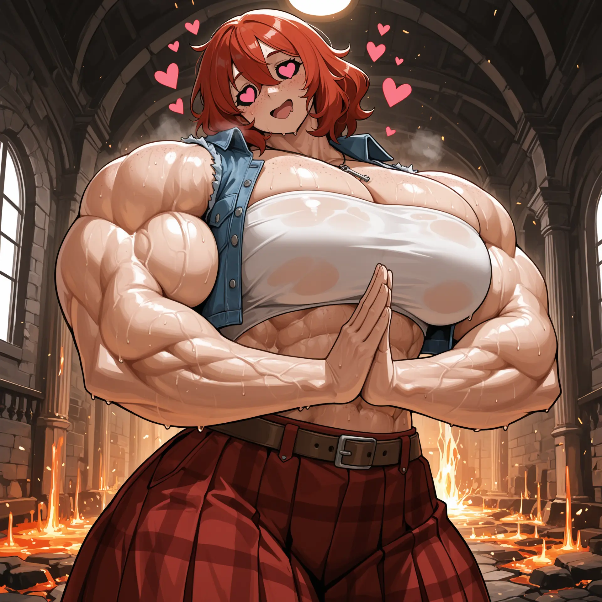 Image: Amy with heart eyes and palms together, being "attracted" by Torkoal