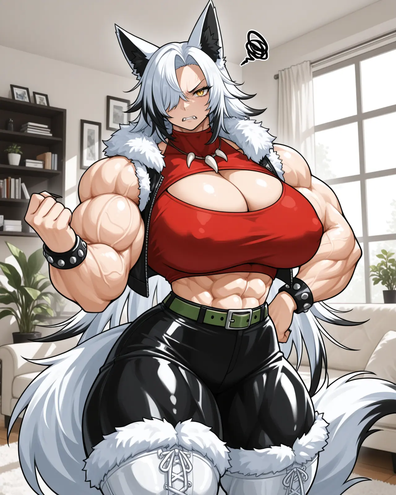 Image: Rhia without her "appendage" angry at narrator with clenched fist.