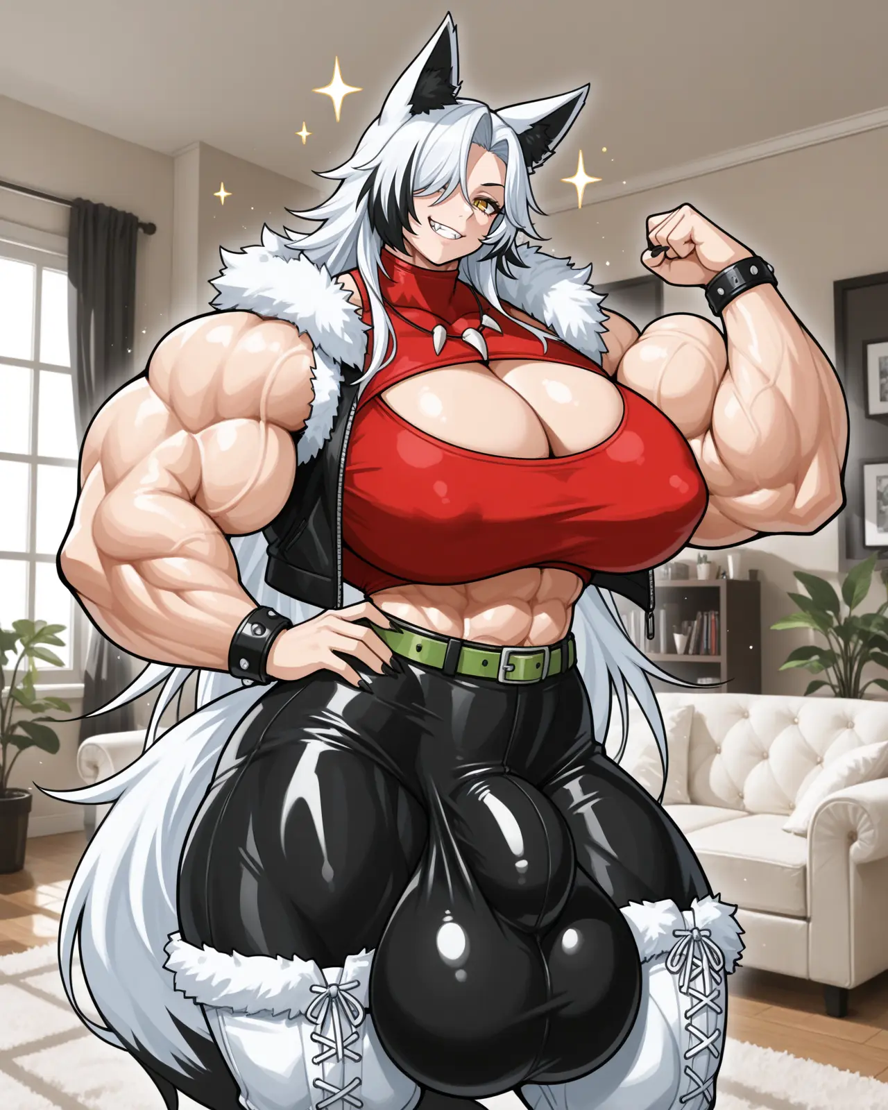 Image: Confident Rhia, fistpumping.